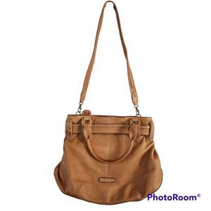 Cole Haan Leather Handbag Crossbody Tan Heavy Duty Pockets Magnetic Closure
